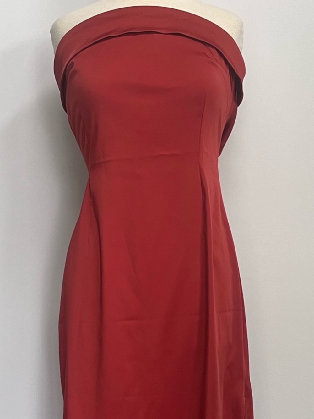 NWT Anthro Strapless Satin Cowl-Back Minimalist Modern look Midi Dress L - Picture 5 of 13
